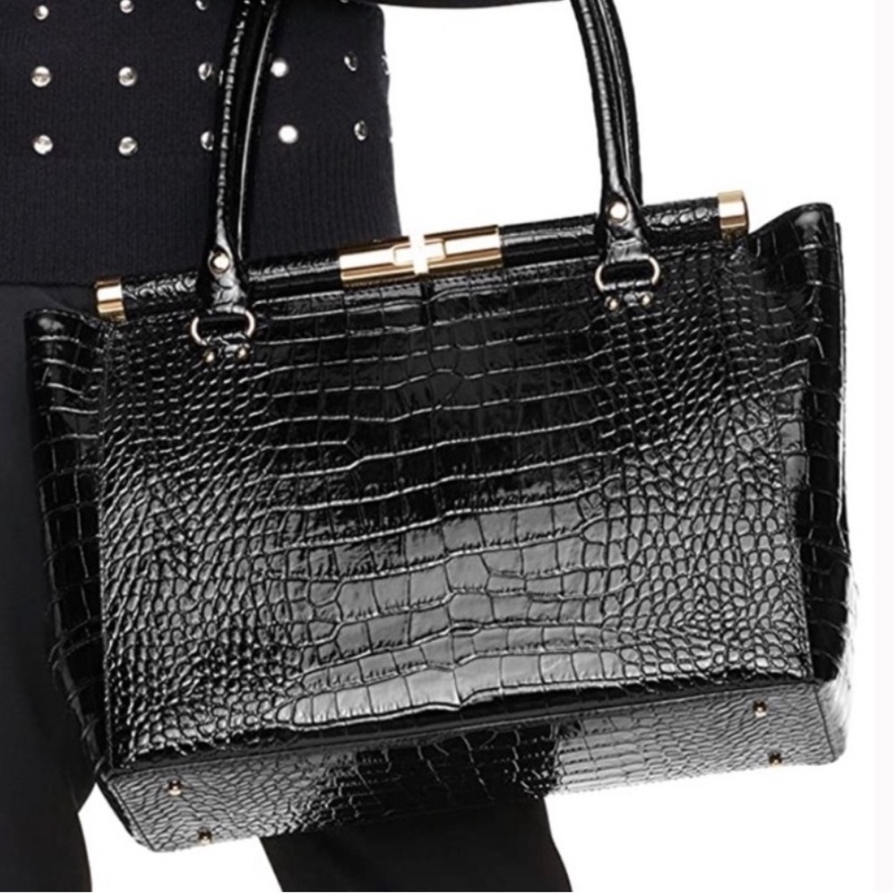 KATE SPADE KNIGHTSBRIDGE CONSTANCE CROC EMBOSSED PATENT LEATHER ORIG MSRP $698